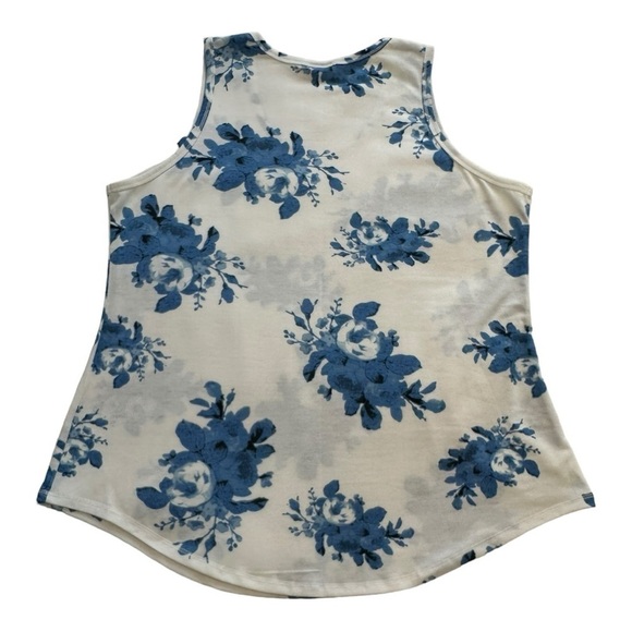 LuLaRoe Blue Floral Tank Top - Size Large - Picture 2 of 5